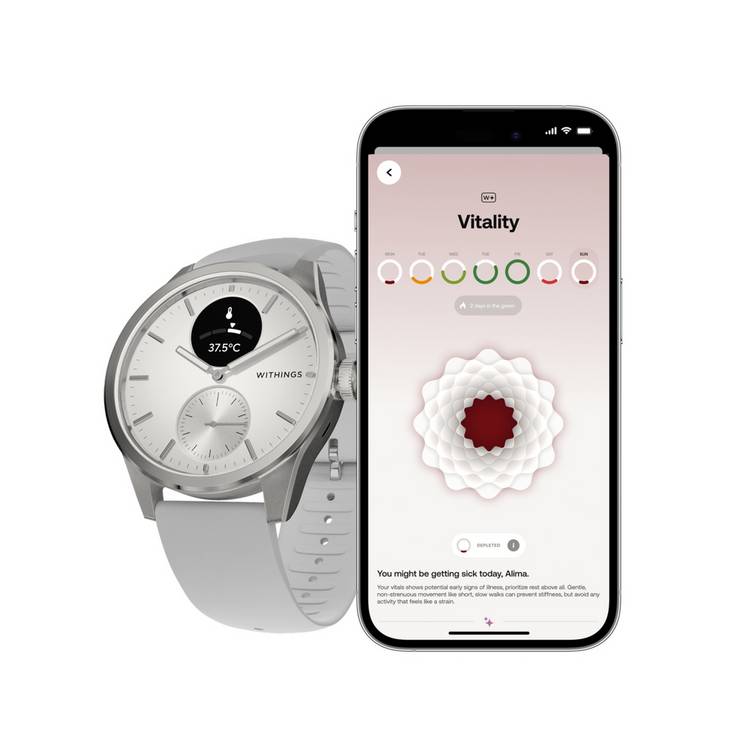 Withings ScanWatch 2 42mm smart watch pearl white grey (British brand)