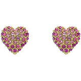 Ted Baker gold plated pink crystal heart stud earrings from a British brand