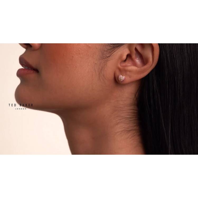 Ted Baker gold plated pink crystal heart stud earrings from a British brand