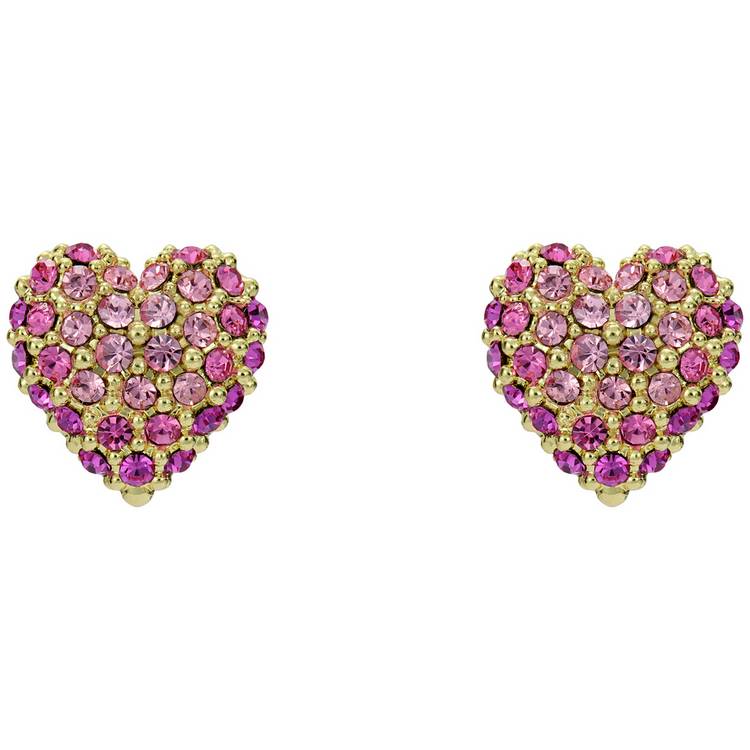 Ted Baker gold plated pink crystal heart stud earrings from a British brand