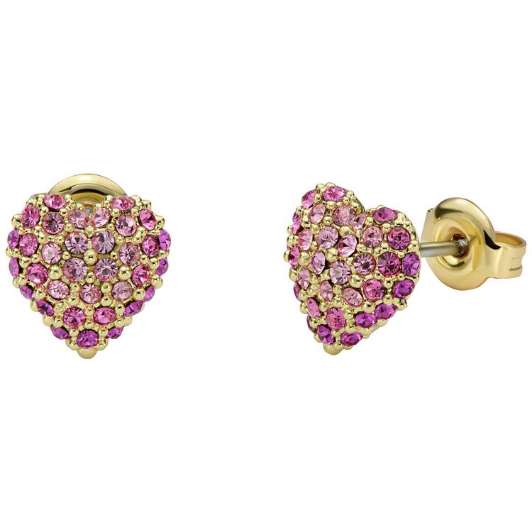 Ted Baker gold plated pink crystal heart stud earrings from a British brand