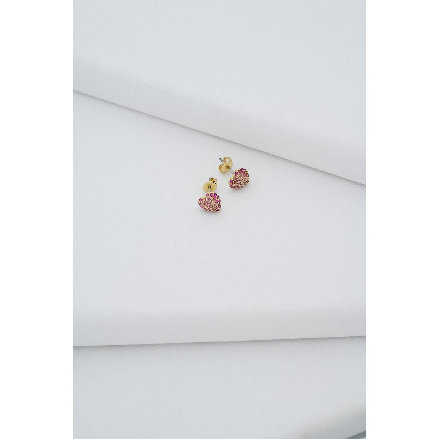Ted Baker gold plated pink crystal heart stud earrings from a British brand