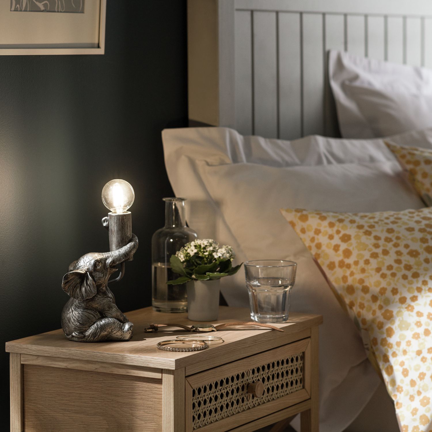 Argos Home Nelly elephant table lamp silver (British brand)
