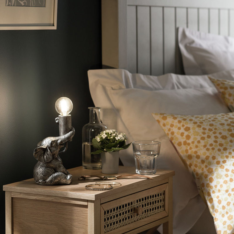 Argos Home Nelly elephant table lamp silver (British brand)