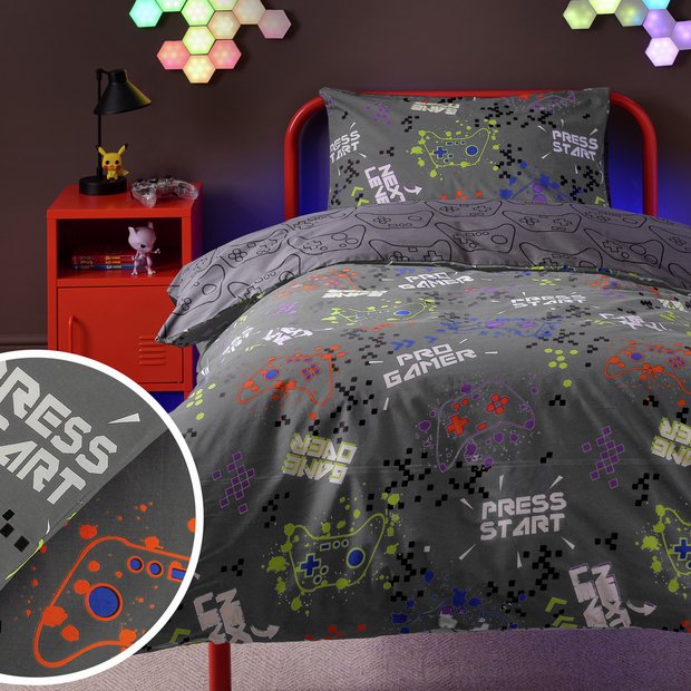 Argos Home gaming bedding set grey single - British product