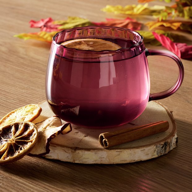 Argos Home purple pumpkin glass mug 380ml - British product
