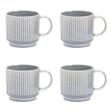 Argos Home stoneware mugs set of 4 ribbed grey 380ml (British brand)