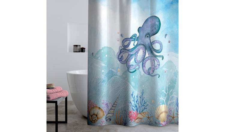 Catherine Lansfield octopus shower curtain 180x180cm, UK version