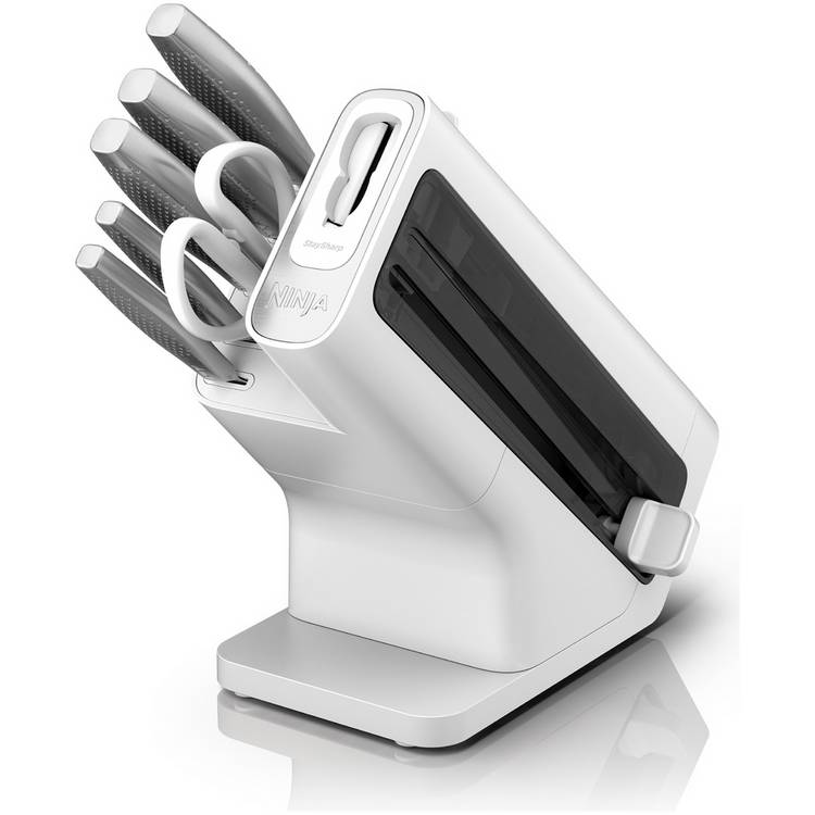 Ninja Stay Sharp knife block white 6 piece, UK version