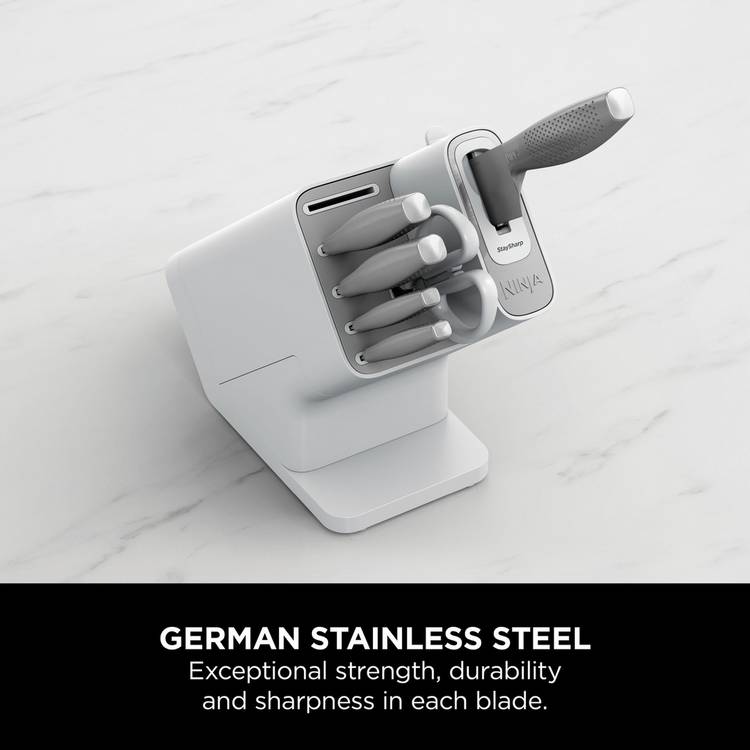 Ninja Stay Sharp knife block white 6 piece, UK version