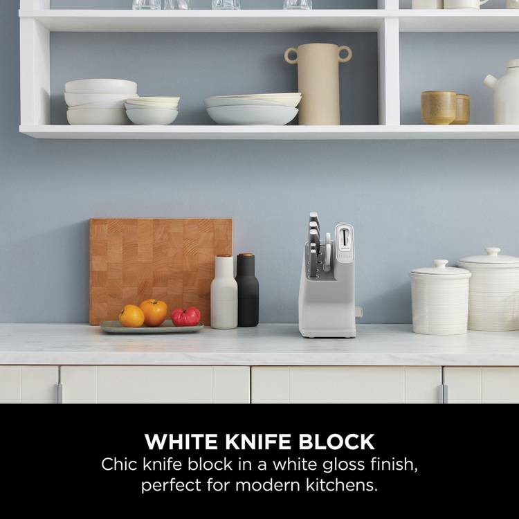 Ninja Stay Sharp knife block white 6 piece, UK version