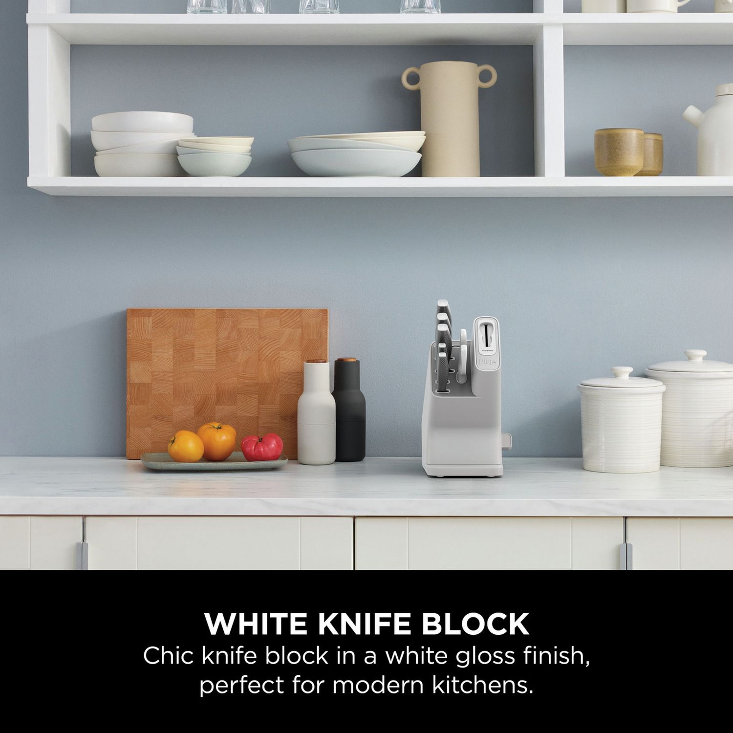 Ninja Stay Sharp knife block white 6 piece, UK version
