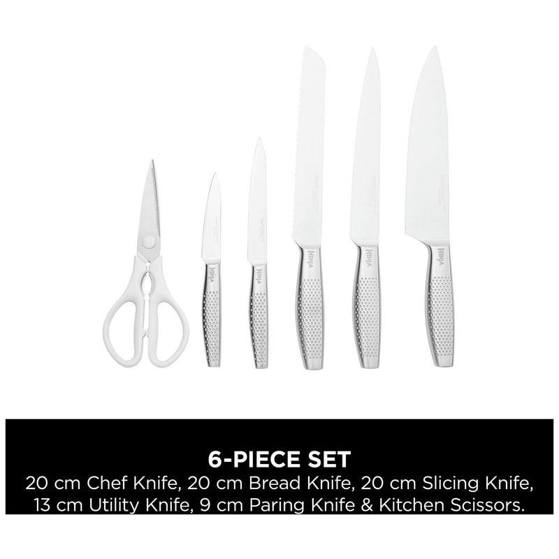 Ninja Stay Sharp knife block white 6 piece, UK version
