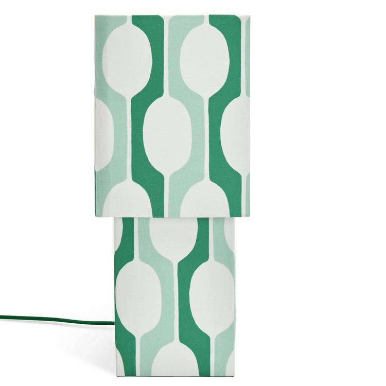 Habitat x Scion large Billow table lamp green faux linen, UK version