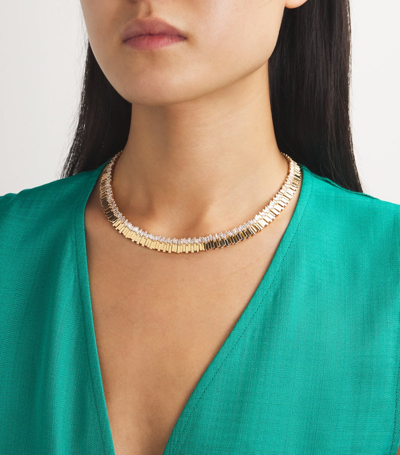 Suzanne Kalan yellow gold and diamond necklace 43.2cm, UK version
