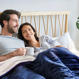 Cosi Home navy reversible fleece sherpa heated throw, imported from the UK