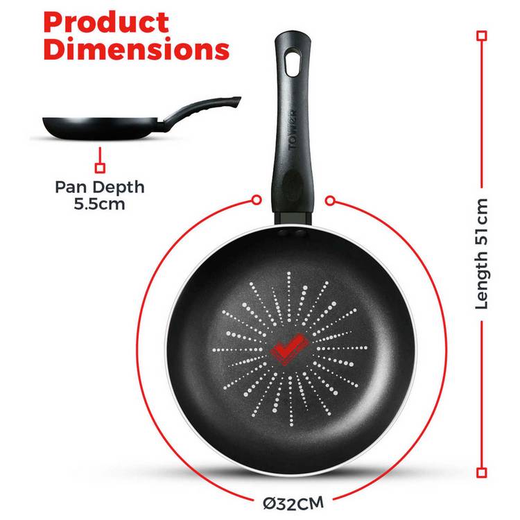 Tower Smart Start Classic frying pan 32cm, imported from the UK