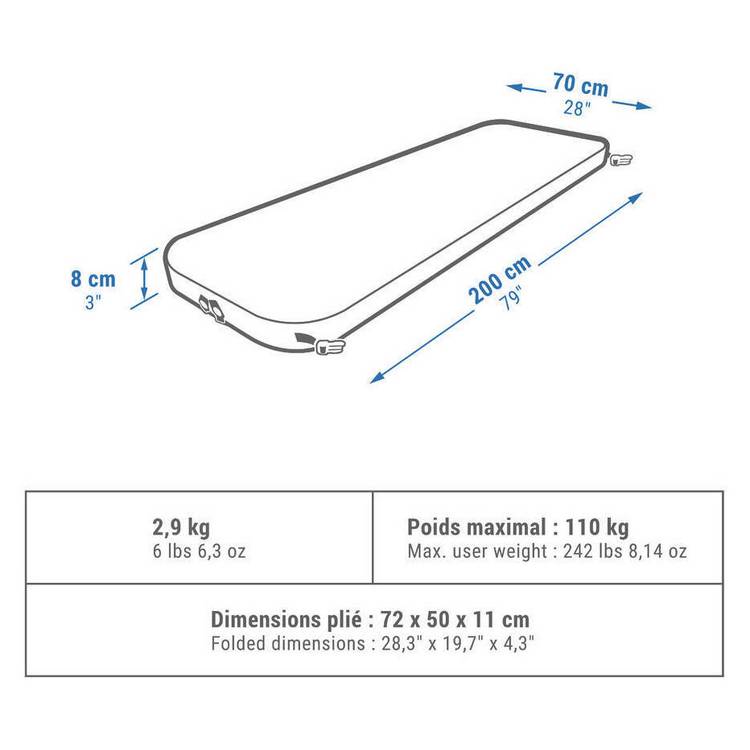 Decathlon inflatable camping mattress 1P 70cm - British product