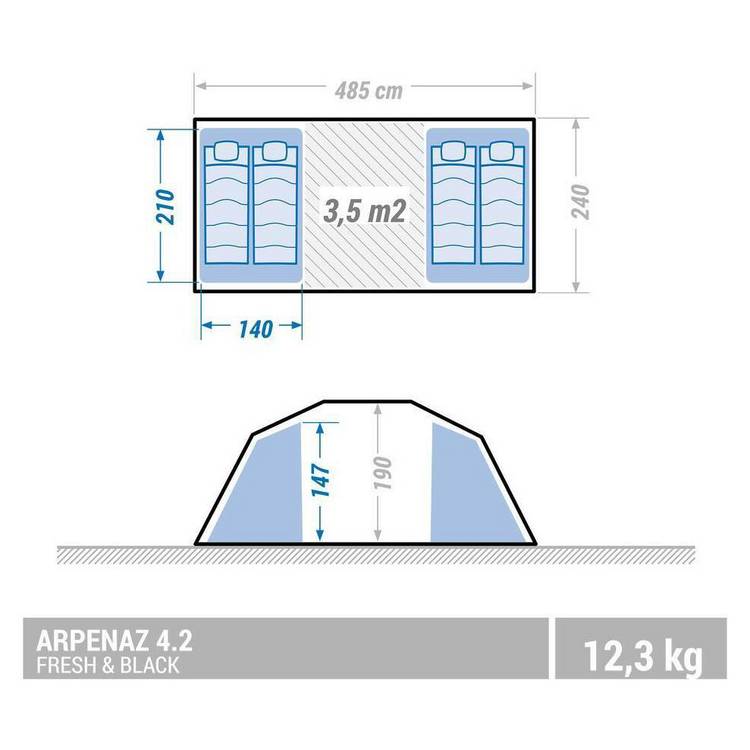 Decathlon 4 person tunnel tent with poles, UK version