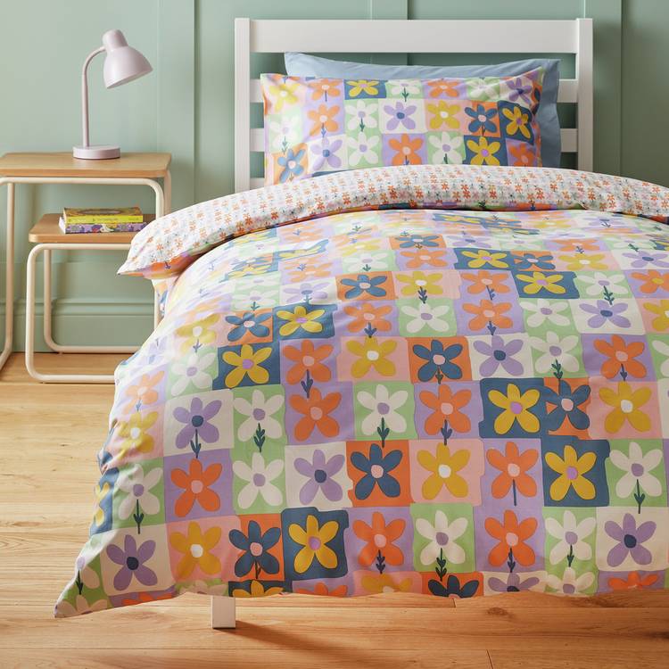Habitat kids bedding set reversible checkerboard floral toddler - British product