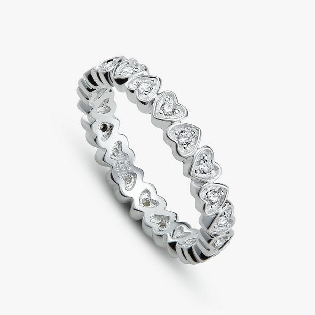 Revere heart band ring with cubic zirconia medium, UK version