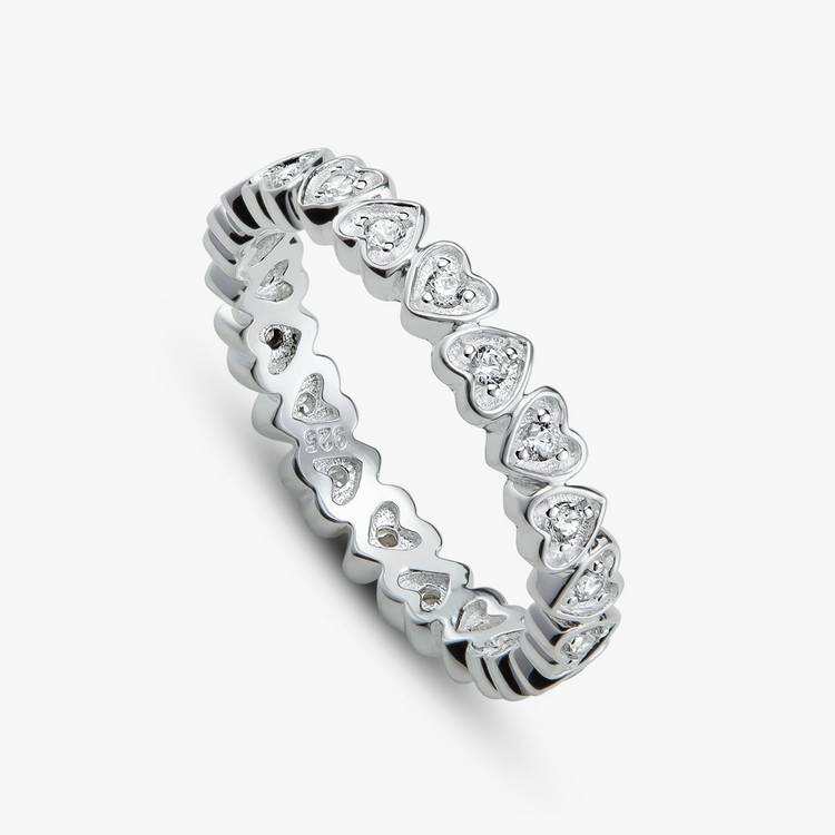 Revere heart band ring with cubic zirconia medium, UK version