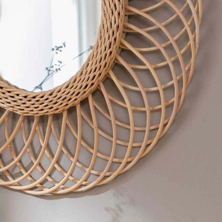 Habitat rattan round mirror wall-mounted 55x55cm - British product
