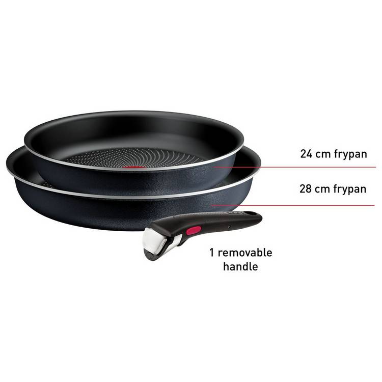 Tefal So Light 3-piece frying pan set with removable handle, UK version