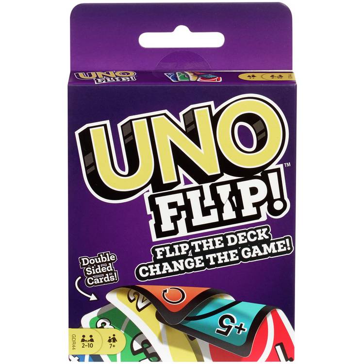 Uno Flip card game with light and dark sides, UK version