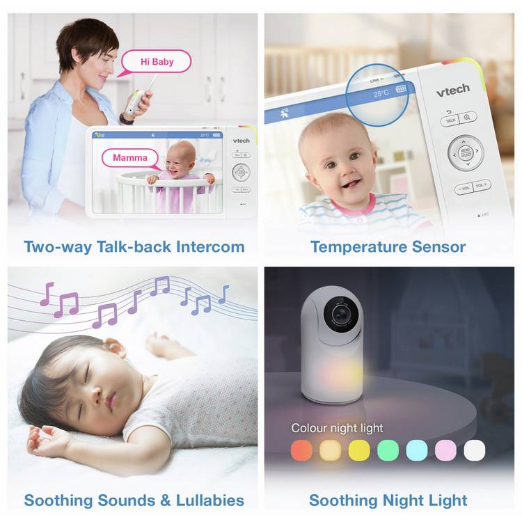 VTech 7-inch baby monitor with HD screen and night vision - British product