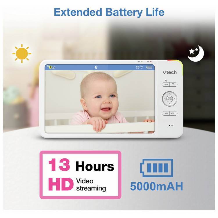 VTech 7-inch baby monitor with HD screen and night vision - British product