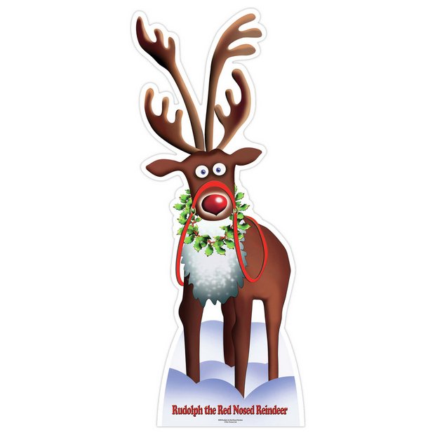Star Cutouts life-size Rudolph cardboard cutout, imported from the UK