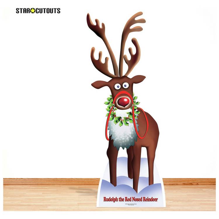 Star Cutouts life-size Rudolph cardboard cutout, imported from the UK