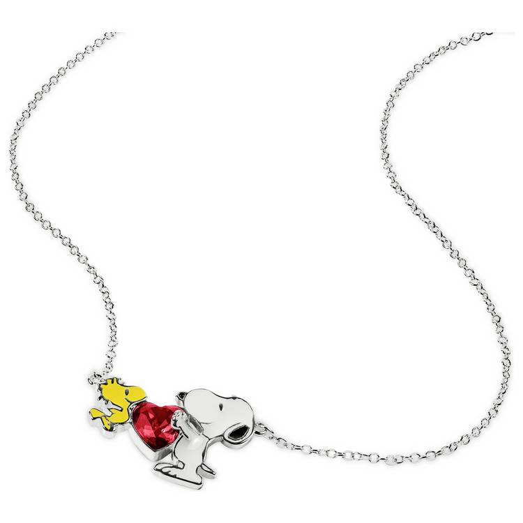 Revere Peanuts Snoopy Woodstock heart charm necklace 18in (British brand)