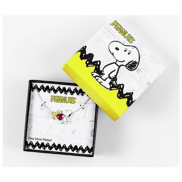 Revere Peanuts Snoopy Woodstock heart charm necklace 18in (British brand)