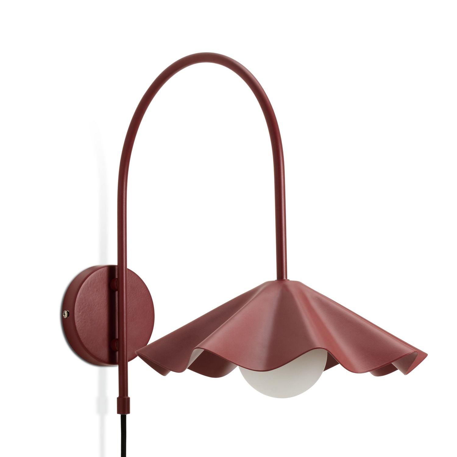 Habitat Yuno red metal wall light with glass orb - British product