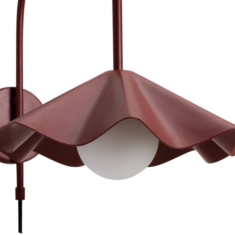 Habitat Yuno red metal wall light with glass orb - British product