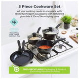Tower Diamo non stick pan set 5 piece aluminium black, UK version