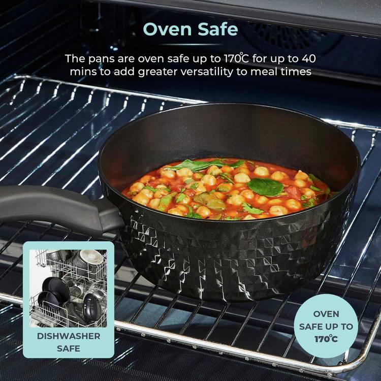 Tower Diamo non stick pan set 5 piece aluminium black, UK version