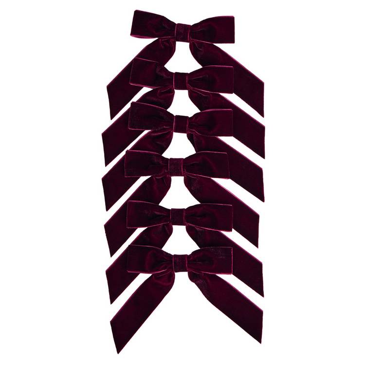 Argos Home burgundy velvet bows pack of 6 (British brand)