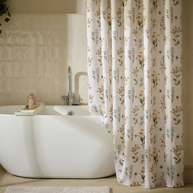 Argos Home bee print shower curtain 180cm, UK version