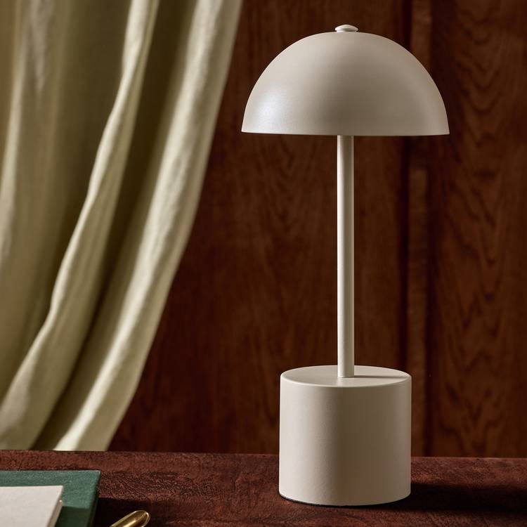Habitat rechargeable mushroom LED table lamp taupe 31cm (British brand)