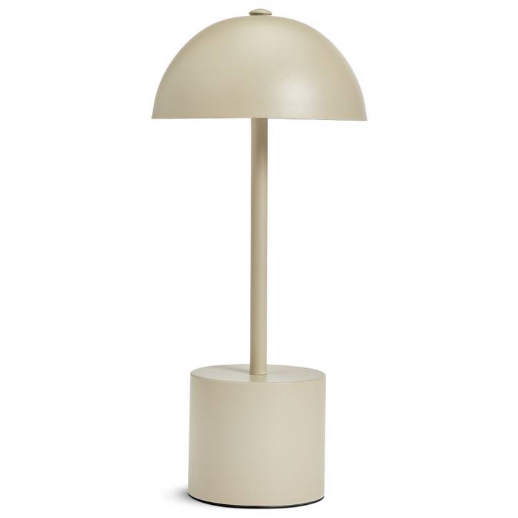 Habitat rechargeable mushroom LED table lamp taupe 31cm (British brand)