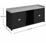 GFW Lancaster 2 door shoe storage bench black (British brand)