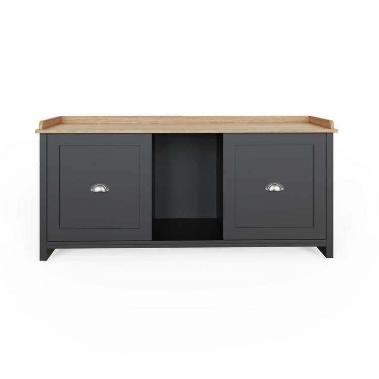 GFW Lancaster 2 door shoe storage bench black (British brand)