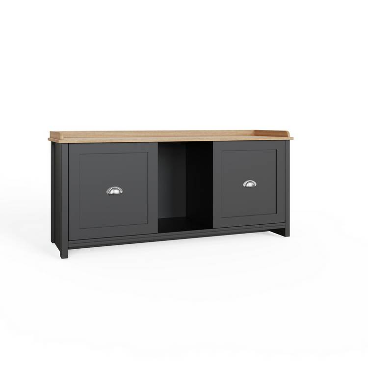 GFW Lancaster 2 door shoe storage bench black (British brand)
