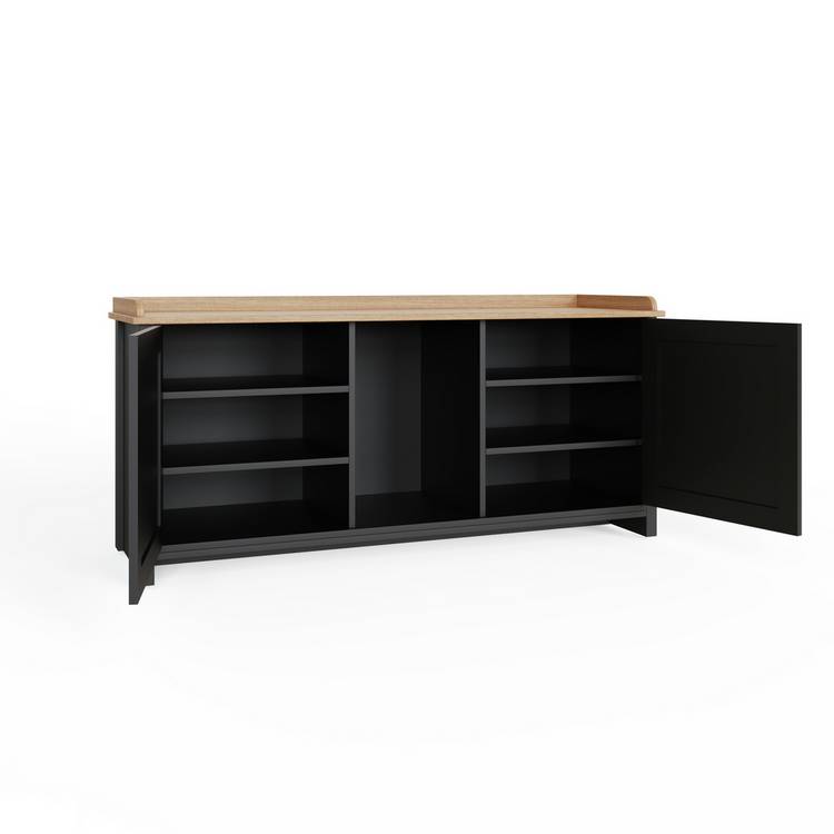 GFW Lancaster 2 door shoe storage bench black (British brand)