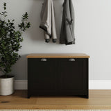 GFW Lancaster shoe storage cabinet in Black and Oak - British product