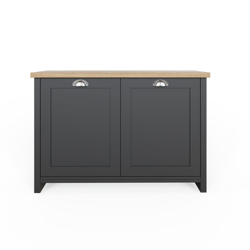 GFW Lancaster shoe storage cabinet in Black and Oak - British product