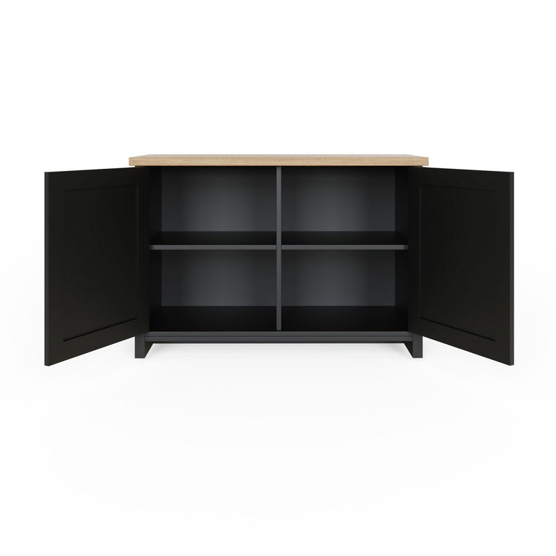 GFW Lancaster shoe storage cabinet in Black and Oak - British product